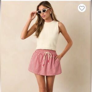 New without tags red and white striped skort